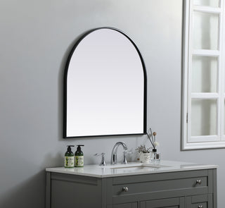 Metal Frame Arch Mirror 30x30 Inch in Black