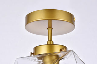 Lawrence 1 light brass and clear glass flush mount