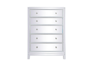 34 inch mirrored five drawer cabinet in white
