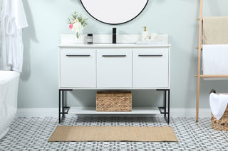 48 inch Single bathroom vanity in white with backsplash