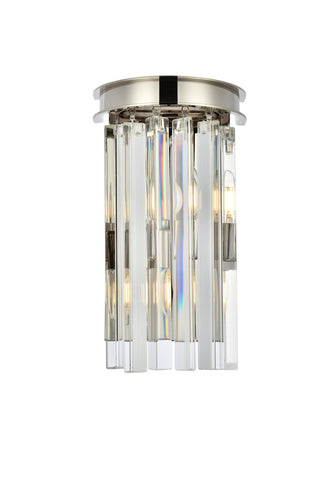 Sydney 2 light polished nickel Wall Sconce Clear Royal Cut Crystal