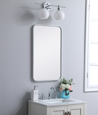 Soft corner metal rectangular mirror 18x30 inch in White