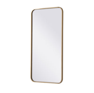 Soft corner metal rectangular mirror 18x36 inch in Brass