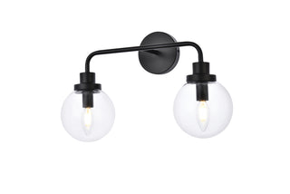 Hanson 2 lights bath sconce in black with clear shade