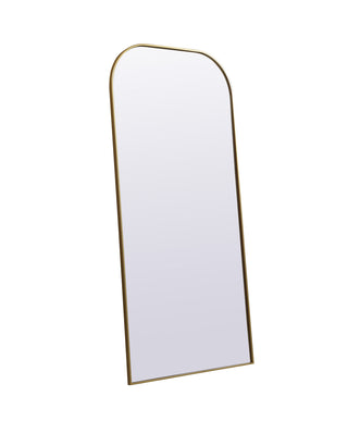 Metal Frame Arch Full Length Mirror 35x72 Inch in Brass