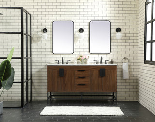 60 inch double bathroom vanity in walnut