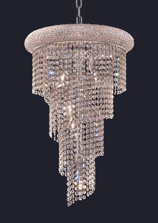 Spiral 8 light Chrome Pendant Clear Royal Cut Crystal
