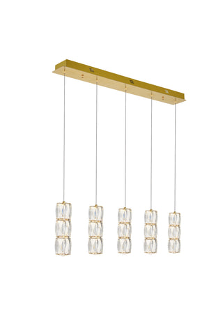 Polaris LED light gold Pendant Clear Royal Cut Crystal