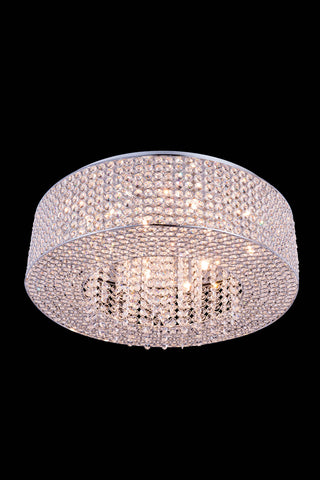 Amelie 10 light Chrome Flush Mount Clear Royal Cut Crystal