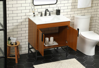 30 inch Single bathroom vanity in teak