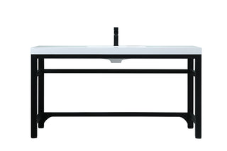 60 Inch ADA Compliant SIngle Bathroom Metal Vanity In Black