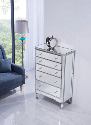 5 Drawer Cabinet 33 in. x 16 in. x 49 in. in silver paint