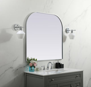 Metal Frame Arch Mirror 40x38 Inch in Silver