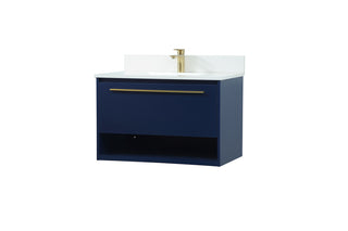 30 inch Single bathroom vanity in blue with backsplash