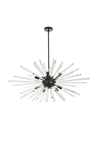 Sienna 46 inch crystal rod pendant in black