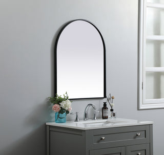 Metal Frame Arch Mirror 24x30 Inch in Black