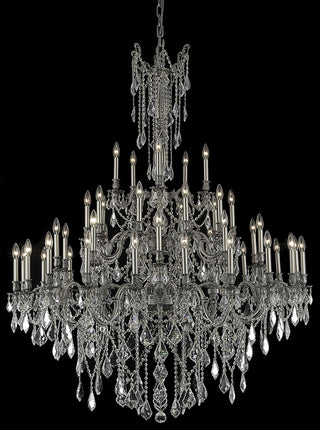 Rosalia 45 light Pewter Chandelier Golden Teak (Smoky) Royal Cut Crystal