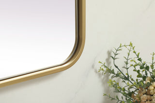 Soft Corner Metal Rectangle Full Length Mirror 32x72 Inch in Brass