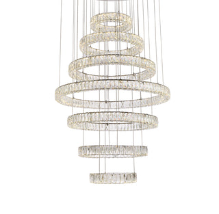 Monroe 40 inch LED seven ring chandelier in chrome