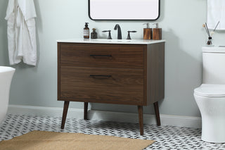 36 inch Single bathroom vanity in walnut