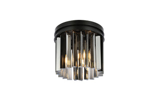 Sydney 3 light Matte Black Flush Mount Silver Shade (Grey) Royal Cut Crystal