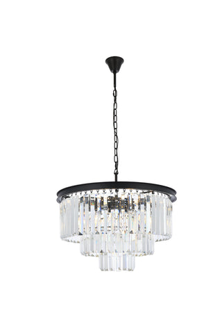 Sydney 9 light Matte Black Chandelier Clear Royal Cut Crystal