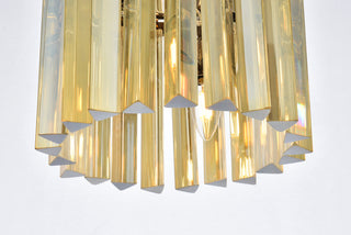 Sydney 3 light polished nickel Flush Mount Golden Teak (Smoky) Royal Cut Crystal