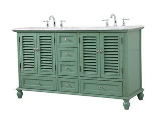 60 inch Double Bathroom Vanity in Vintage Mint