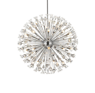 Vera 44 inch crystal starburst round pendant in chrome