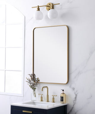 Soft corner metal rectangular mirror 24x32 inch in Brass