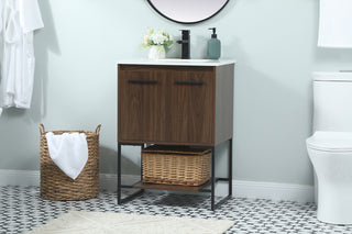 24 inch Single bathroom vanity in walnut