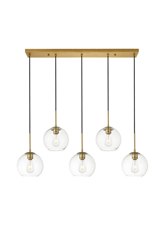 Baxter 5 Lights Brass Pendant With Clear Glass