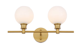 Collier 2 light Brass and Frosted white glass Wall sconce