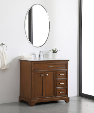 36 In. Single Bathroom Vanity Set In Teak