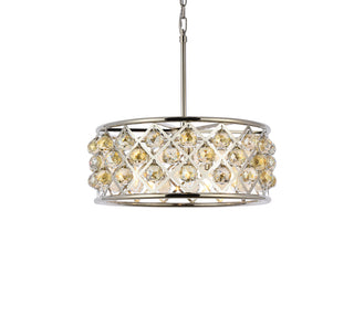 Madison 5 light polished Nickel Chandelier Golden Teak (Smoky) Royal Cut Crystal