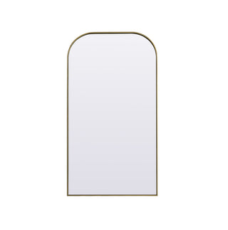 Metal Frame Arch Full Length Mirror 35x66 Inch in Brass