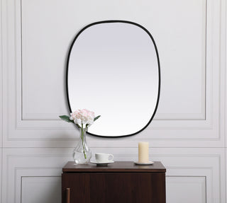 Metal Frame Oval Mirror 24x30 Inch in Black