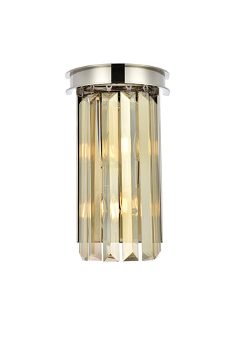 Sydney 2 light polished nickel Wall Sconce Golden Teak (Smoky) Royal Cut Crystal