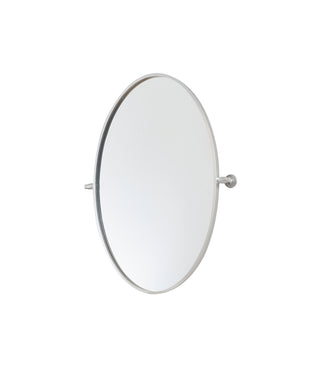 Oval pivot mirror 21x32 inch in silver