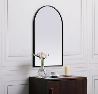 Metal Frame Arch Mirror 22x36 Inch in Black