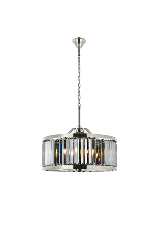 Chelsea 8 light polished nickel Chandelier Silver Shade (Grey) Royal Cut Crystal