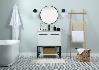 30 inch Single bathroom vanity in white with backsplash