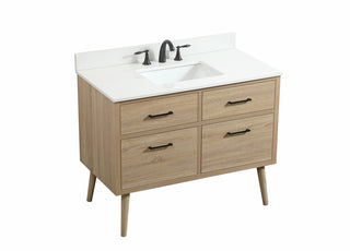 42 inch Single bathroom vanity in mango wood with backsplash