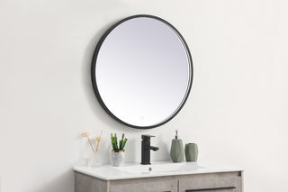 Pier 28 inch LED mirror with adjustable color temperature 3000K/4200K/6400K in black