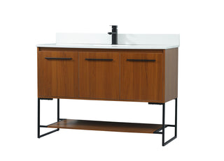 48 inch Single bathroom vanity in teak with backsplash