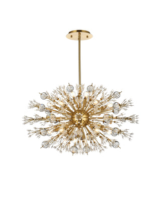 Vera 36 inch crystal starburst oval pendant in gold