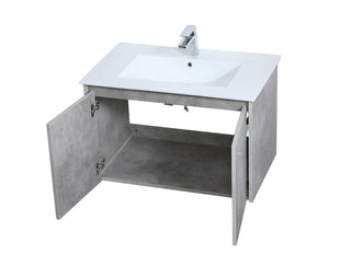 30 inch  Single Bathroom Floating Vanity in Concrete Grey