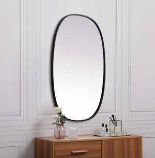 Metal Frame Oval Mirror 27x40 Inch in Black