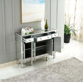 3 Drawer 4 Door Cabinet 48 .In. X 14 In. X 36 In. in silver Clear