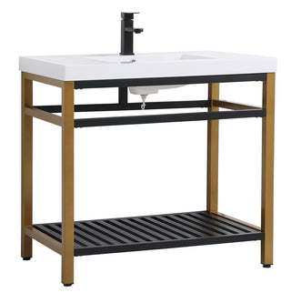 36 inch Single Bathroom Metal Vanity in Golden Black